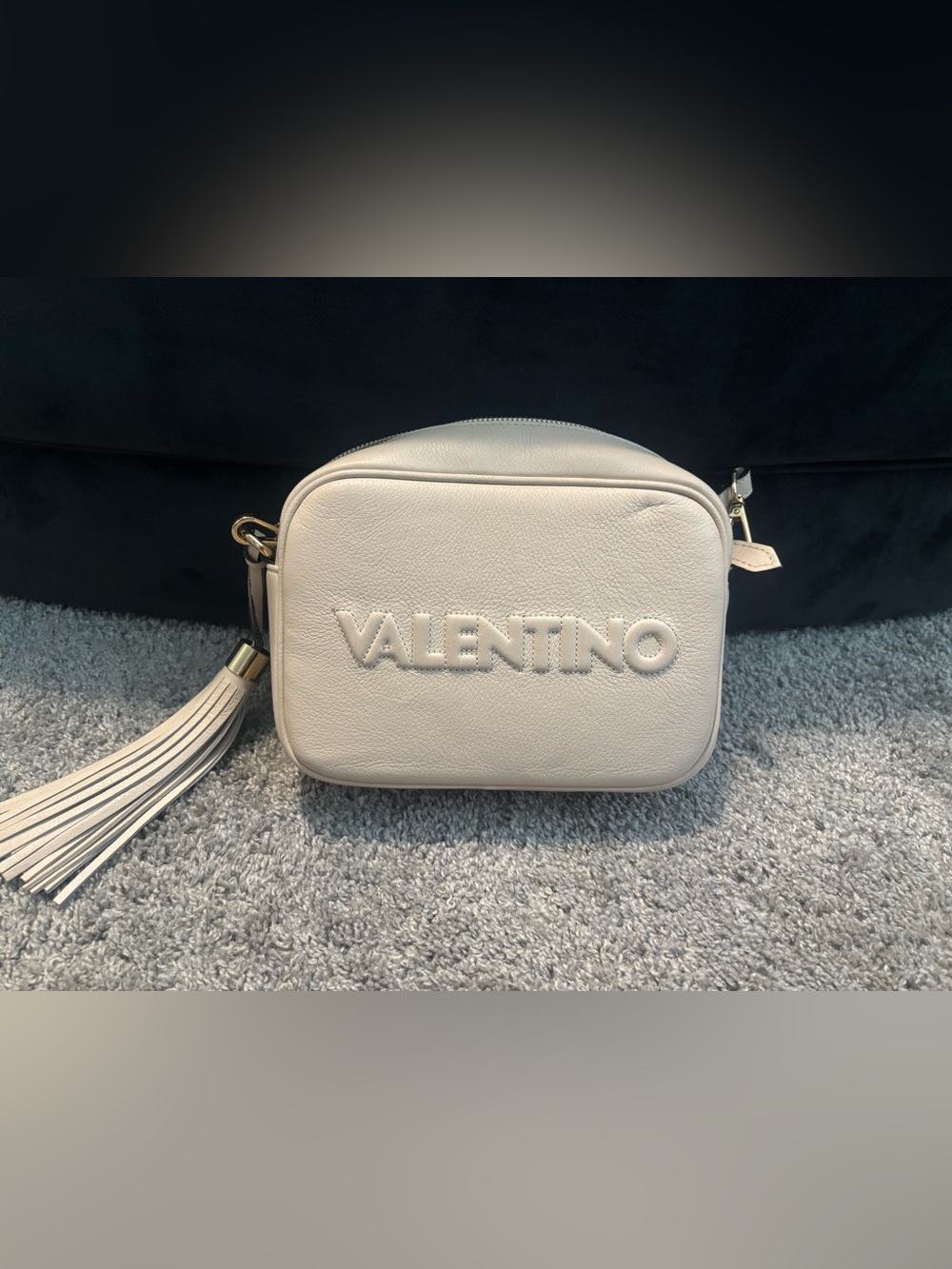 Valentino Cream Leather Crossbody Bag with Tassel